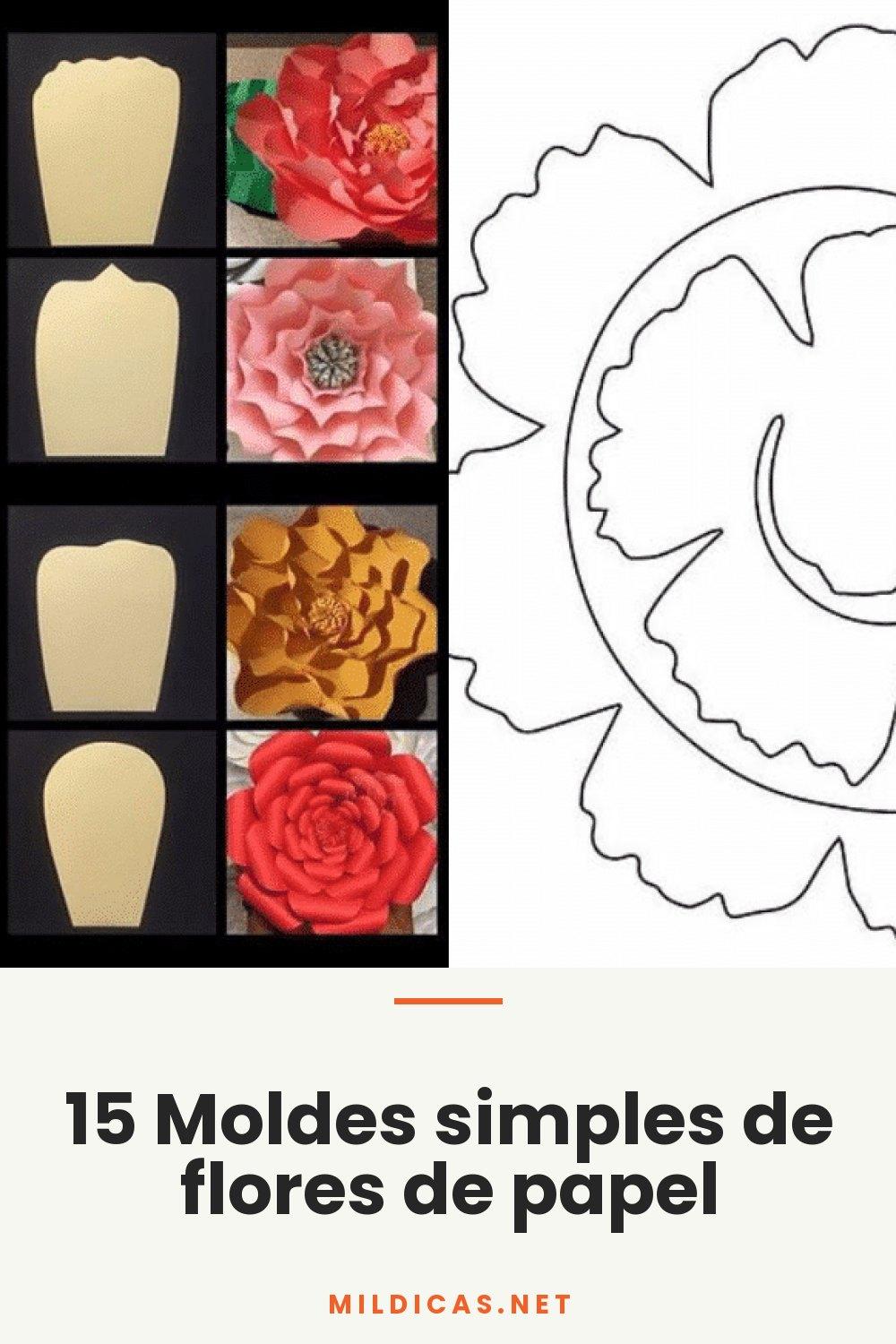 15 Moldes simples de flores de papel