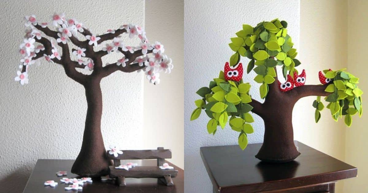 como fazer bonsai com feltro 7