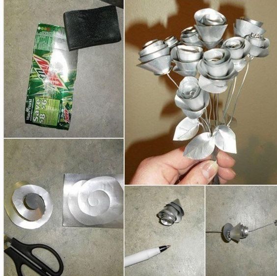como fazer lindas flores com latas de aluminio 6