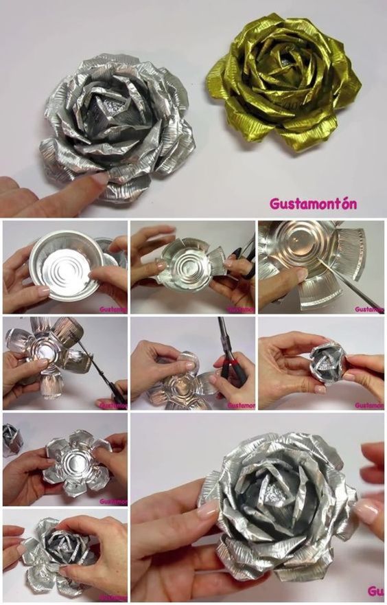 como fazer lindas flores com latas de aluminio