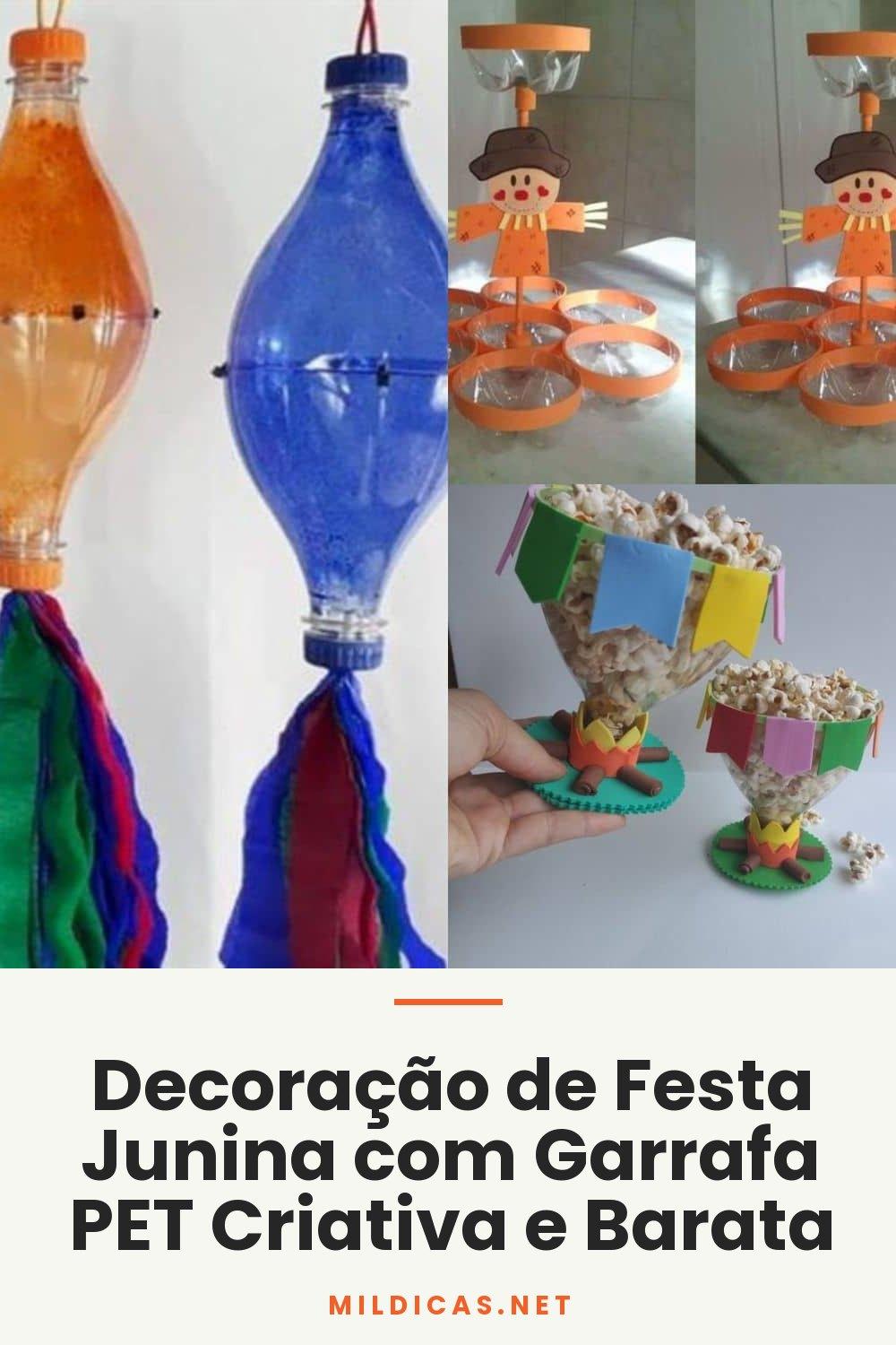Decoração de Festa Junina com Garrafa PET Criativa e Barata
