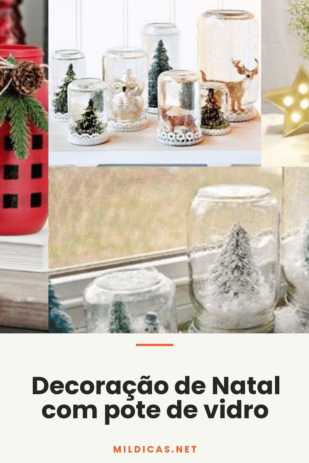 Decoração de Natal com pote de vidro