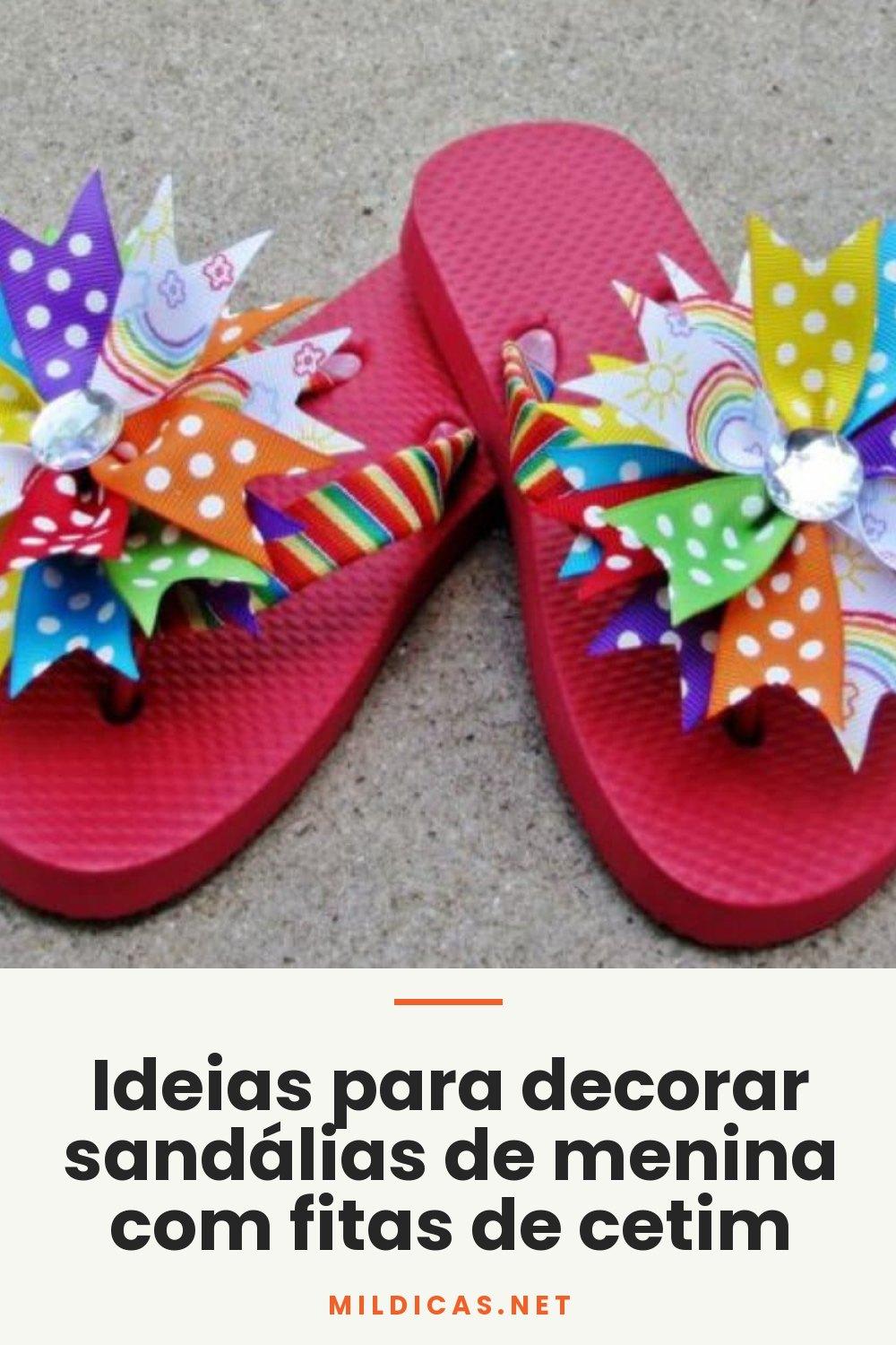 Ideias para decorar sandálias de menina com fitas de cetim