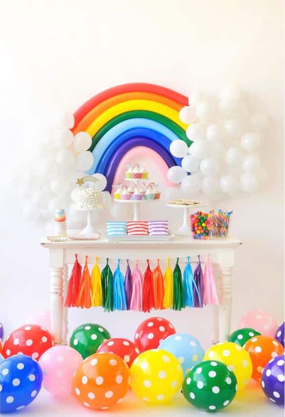 festa arco iris decoracao simples
