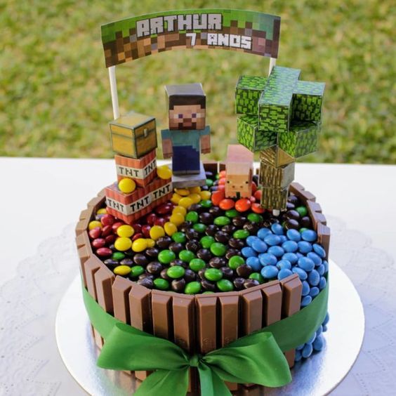 festa minecraft bolo 5