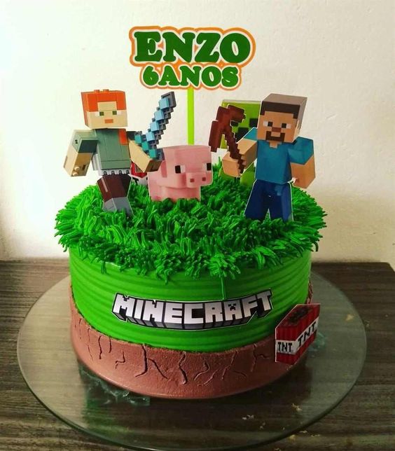 festa minecraft bolo