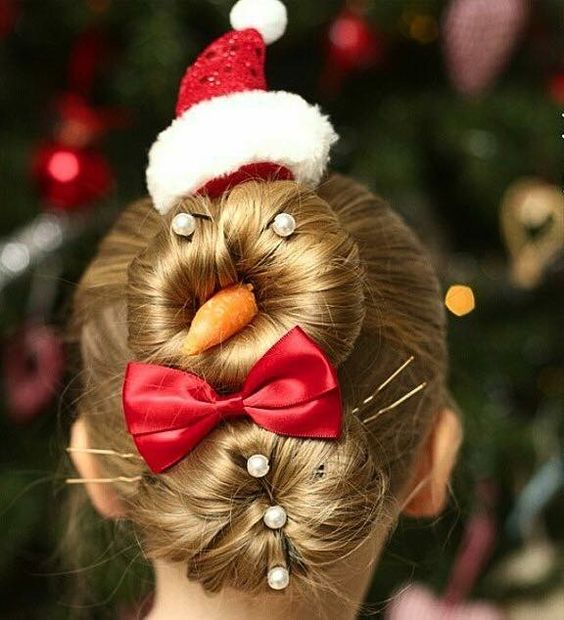 ideias engracadas para penteados de natal boneco neve