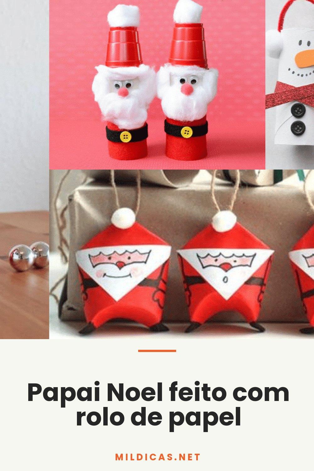 Papai Noel feito com rolo de papel