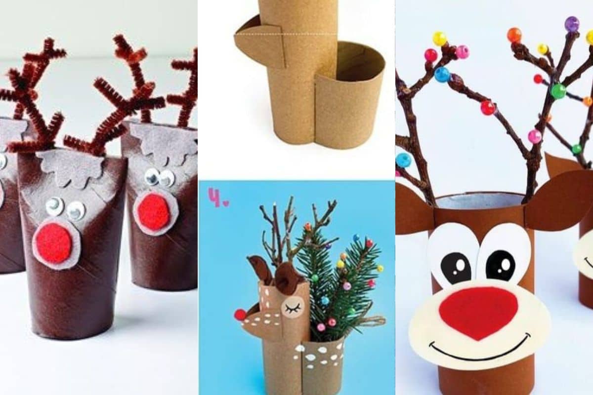 renas de natal feitas com rolos de papel 10